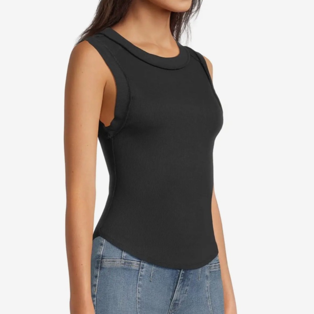 FREE PEOPLE WE THE FREE KATE tee tank WOMENS MEDIUM M black fits like S